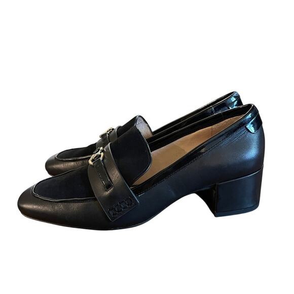 Anthropologie 7.5 Louise et Cie Lo-Larrin Slip On Black Leather Loafers Low Heel - Picture 6 of 7